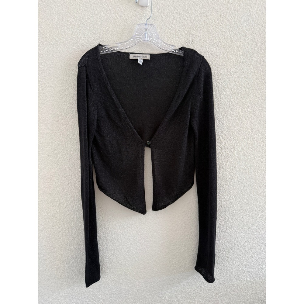 Urban Outfitters Black Metallic Shimmer Cropped Cardigan Single Button Size M